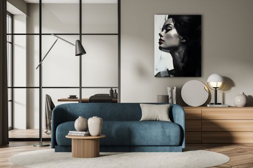 Obraz Na Ścianę Kobiecy PORTRET Abstrakcja Czerwone Usta 70cm x 100cm na Arena.pl