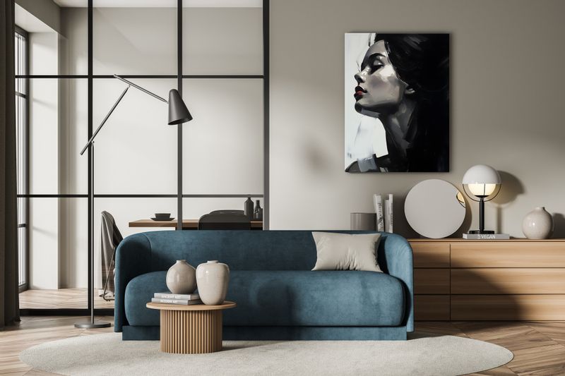 Obraz Na Ścianę Kobiecy PORTRET Abstrakcja Czerwone Usta 70cm x 100cm zdjęcie 10