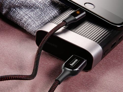 Baseus Kabel X-shaped USB Lightning 2.4A LED 1m czarny na Arena.pl