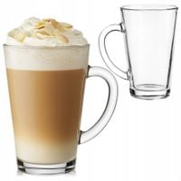 KUBEK SZKLANY IWO TRADYCYJNY SZKLANKA Z UCHEM DO KAWY HERBATY 300 ML