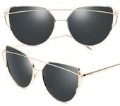 OKULARY LUSTRZANKI GLAM ROCK KOCIE OKO CAT EYE BLACK O7_Czarne