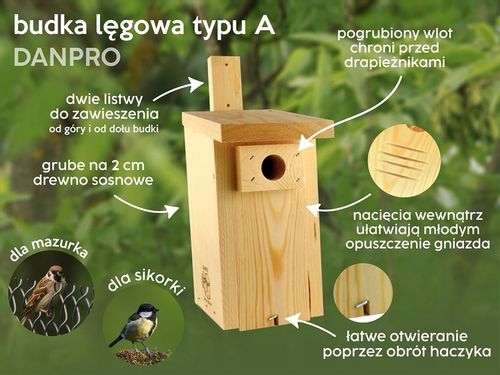 Budka lęgowa dla ptaków typ A wróbel sikorka budki lęgowe na Arena.pl