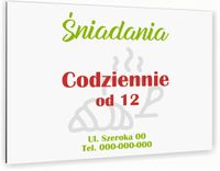 nadruk UV TABLICZKA reklamowa nierdzewna szyld ŚNIADANIA BAR DIBOND 40x30