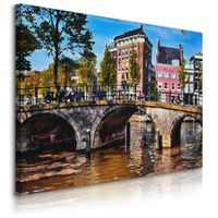 Obraz Canvas Do Salonu Amsterdam Pejzaż Miasto Abstrakcja 70cm x 50cm