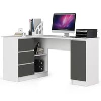Biurko narożne, biurowe, lewe, SOREN Plus, 155x85x77, biel | TYLETEGOTU