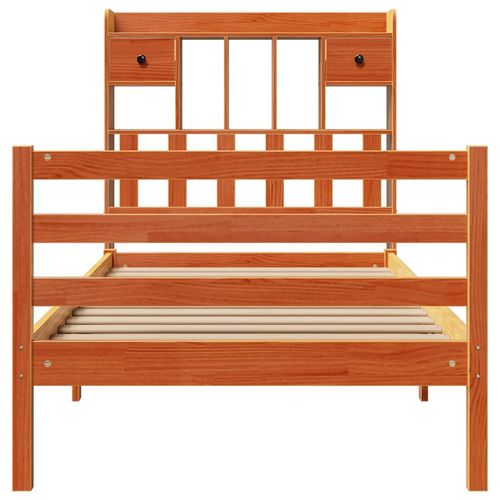 Łóżko z regałem, bez materaca, woskowy brąz, 75x190 cm, sosnowe na Arena.pl