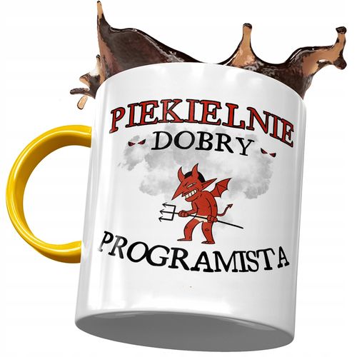 Kubek Żółty Dla Programisty Piekielnie Dobry Z Nadrukiem Ze Zdjęciem na Arena.pl