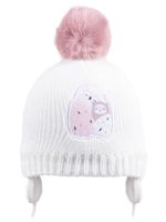 Czapka zimowa dziewczęca śpiące sówki biała wiązana 38-40 YOCLUB