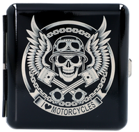 Papierośnica z Gotowym Grawerem Czaszki Motocyklisty