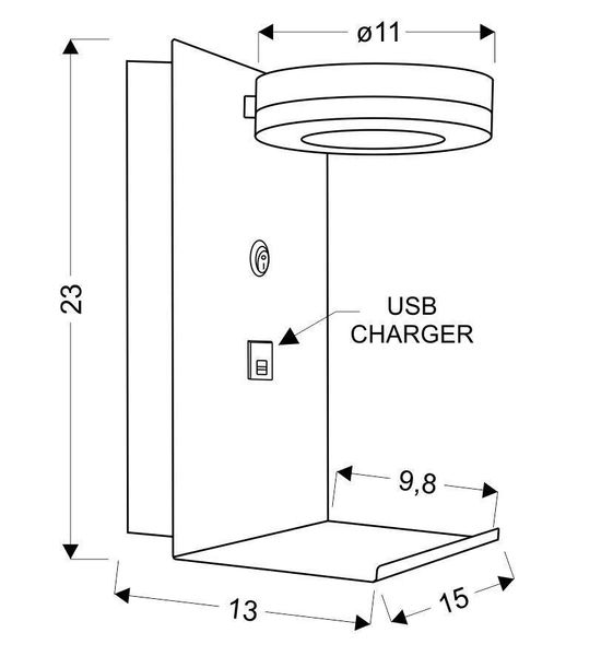 Compact lampa kinkiet 4W LED biały + ładowarka usb zdjęcie 2