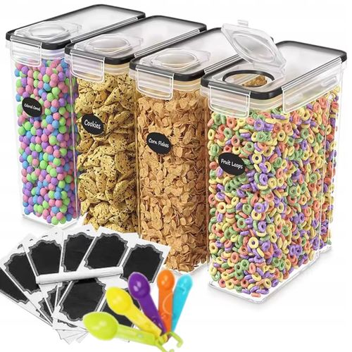 POJEMNIKI 4szt x 4L NA ŻYWNOŚĆ ZAMYKANE PLASTIKOWY NA PŁATKI MAKARON na Arena.pl