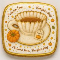 CIASTKO LUKROWANE PUMPKIN TEA ROZ.XL KWADRAT JESIEŃ RĘCZNIE ROBIONE