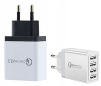 ŁADOWARKA Sieciowa Podróżna 4xUSB SZYBKIE ŁADOWANIE Kostka QC3.0 2.1A 4470