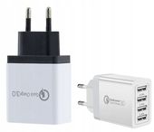 ŁADOWARKA Sieciowa Podróżna 4xUSB SZYBKIE ŁADOWANIE Kostka QC3.0 2.1A 4470