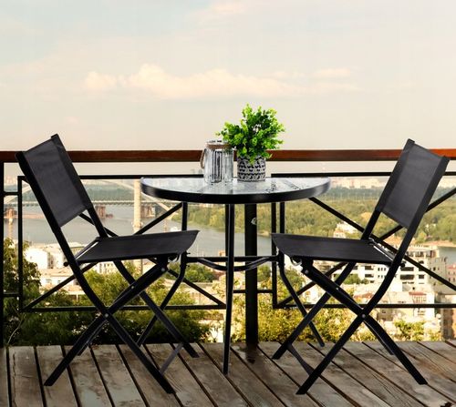 ZESTAW MEBLI BALKONOWYCH DO OGRODU 2x KRZESŁA SKŁADANE + STÓŁ na Arena.pl