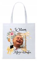 Śmieszny Pis Kaczyński Torba Eco Biała Shopper Z Nadrukiem Ze Zdjęciem