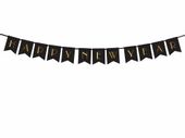 Girlanda baner sylwestrowy na sylwestra sylwester Happy New Year czarny, 170 cm