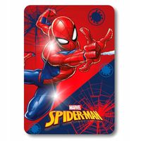 Koc Spiderman polarowy o wymiarach 100 x 140 cm ciepły i miękki