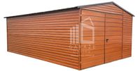 GARAŻ BLASZANY 4m x 6m poziom - dwuspad + Brama - jasny orzech - drewnopodobny 4x5