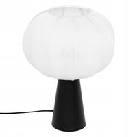 LAMPKA NOCNA CZARNA BAWEŁNIANY ABAŻUR BIAŁA 25 CM x 33 CM