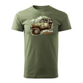 Koszulka rajdowa z jeepem jeep offroad off road off-road 4x4 męska khaki REGULAR L