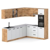 Kuchnia Nowoczesna Z Blatem Pojemna Narożna 4.6m Wotan Dąb Wotan Biały Mat