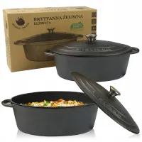 BRYTFANNA ŻELIWNA BRYTFANKA GĘSIARKA GARNEK DO PIECZENIA SMAŻENIA Z POKRYWĄ