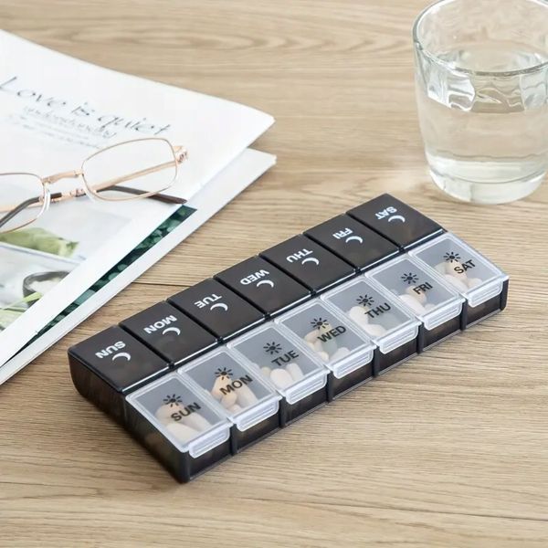 Organizer Na Leki Kasetka Pojemnik Na Tabletki Ranek-Wieczór 235x120 mm zdjęcie 4