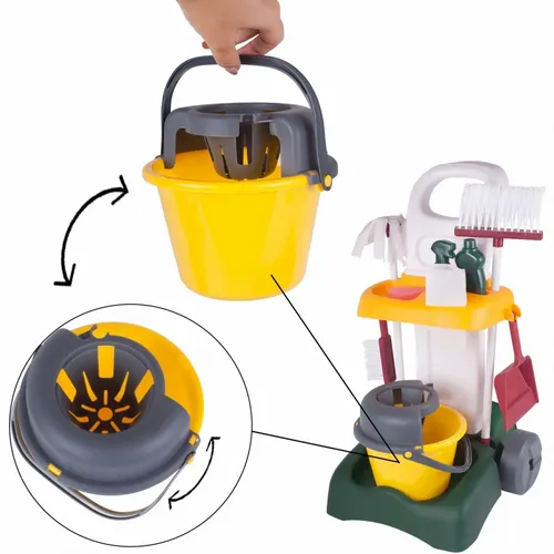 Zestaw Do Sprzątania Dla Dzieci Z Mopem Zmiotką i Akcesoriami na Wózku na Arena.pl