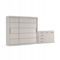 Zestaw szafa przesuwna ALBA II 250 cm komoda FRIDA 01 KASZMIR garderoba