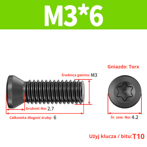 Śruba mocująca TORX Klasa 12.9 Rozmiar: M2x4 na Arena.pl