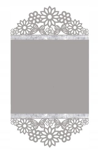B17 Bieżnik obrus ażurowy KWIATY I MOTYLE DEKOR 43x140 jasnoszary CYRKONIE na Arena.pl