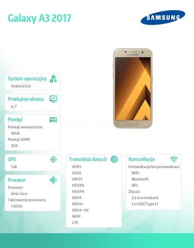 Samsung GALAXY A3 2017 GOLD na Arena.pl