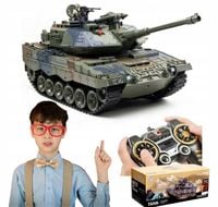 Duży Dymiący CZOŁG zdalnie sterowany na kulki 2.4GHz 1:18 LEOPARD 2