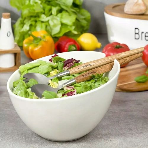BIAŁA Porcelanowa misa 23cm do Sałaty sałatek z łyżkami Miska Duża na Arena.pl