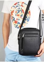 SASZETKA MĘSKA SKÓRZANA TORBA NA RAMIĘ DO RĘKI BRĄZ Z KIESZENIĄ