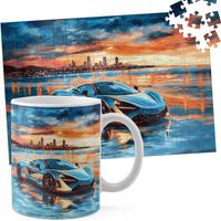 ZESTAW KUBEK + PUZZLE 110EL - AUTA SUPER SAMOCHODY PLAŻA MIASTO NOC