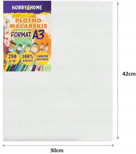 PŁÓTNO MALARSKIE DO MALOWANIA A3 PROFESJONALNE PODOBRAZIE ZESTAW 3szt na Arena.pl