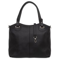 VERA PELLE torebka damska skórzana shopper z paskiem na ramię V658 czarna