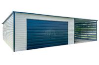 Garaż Blaszany 4x6m + Wiata 4m - Brama Uchylna Drzwi Dach spad w tył TS699