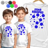 KOSZULKA DZIECIĘCA TSHIRT - NA DZIEŃ KROPKI NIEBIESKIA KROPKA - 110 XS