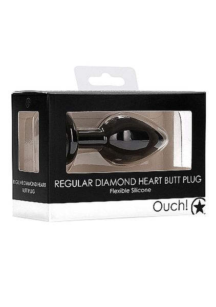 Diamond Heart Butt Plug - Regular - Black zdjęcie 2