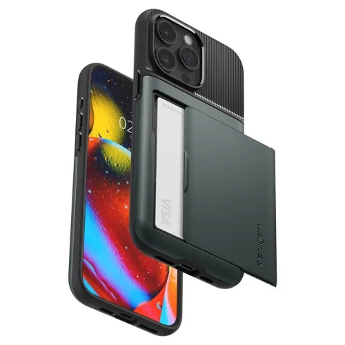 Etui Spigen Slim Armor CS na iPhone 15 Pro Max - ciemnozielone na Arena.pl