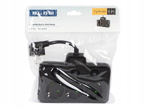 PRZEDŁUŻACZ ROZDZIELACZ ROZGAŁEŹNIK 3 GNIAZDA WŁĄCZNIK LISTWA 10CM na Arena.pl