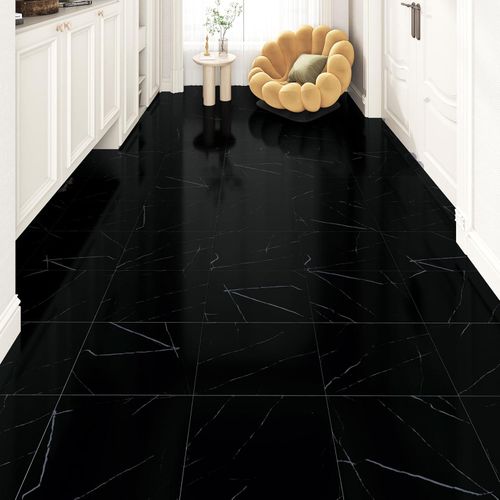 Naklejki podłogowe PVC Yullpaper 30x30cm czarne samoprzylepne 24szt na Arena.pl