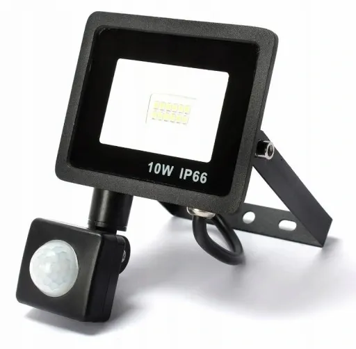 Naświetlacz LED 10W 900lm 6500K IP66 Czarny Czujnik Ruchu i Zmierzchu zdjęcie 1