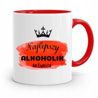 Dla Alkoholika Pijaka Kubek Czerwony Na Prezent Z Nadrukiem Ze Zdjęciem