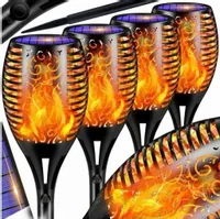 4x LAMPA SOLARNA OGRODOWA POCHODNIA LED EFEKT PŁOMIEŃ OGIEŃ LAMPKI ZESTAW