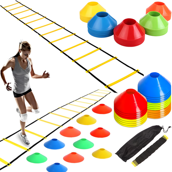 ZESTAW DO TRENINGU PIŁKARSKIEGO DRABINKA KOORDYNACYJNA 6M + PACHOŁKI zdjęcie 1