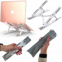 Składana podstawka stojak pod laptop tablet aluminiowa srebrna + pokrowiec!